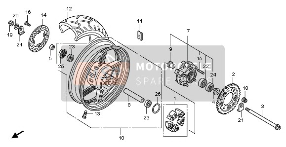 Honda CBF600S 2009 REAR WHEEL for a 2009 Honda CBF600S