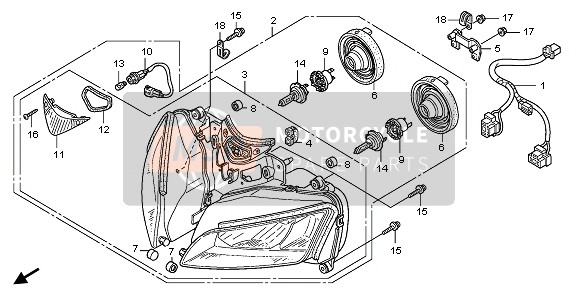 Honda CBR125RW 2009 HEADLIGHT (EU) for a 2009 Honda CBR125RW