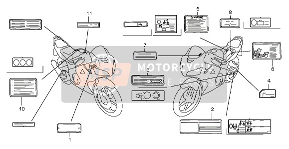 Honda CBR125RW 2009 Etichetta di attenzione per un 2009 Honda CBR125RW