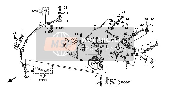 43312MFJA50, Pipe Comp., Rr. Brake, Honda, 0