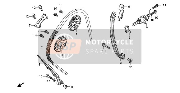 Honda CBR1000RA 2009 Catena a camme & Tenditore per un 2009 Honda CBR1000RA