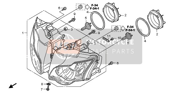 Honda CBR1000RA 2009 HEADLIGHT (EU) for a 2009 Honda CBR1000RA