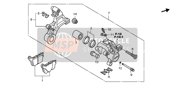 Honda CBR1000RA 2009 Pinza freno posteriore per un 2009 Honda CBR1000RA