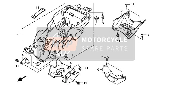 Honda CBR1000RA 2009 HINTERER KOTFLÜGEL für ein 2009 Honda CBR1000RA