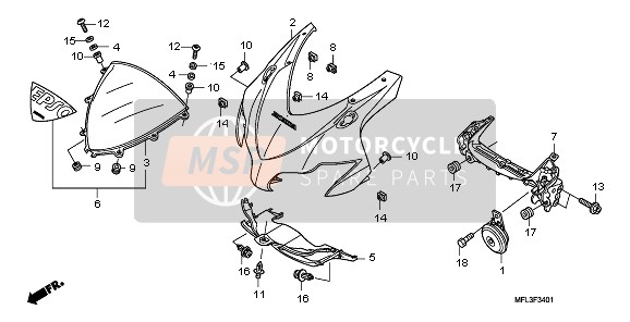 Honda CBR1000RA 2009 UPPER COWL for a 2009 Honda CBR1000RA