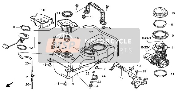 17615MCA000, Kussen, A. Benzinetank, Honda, 2