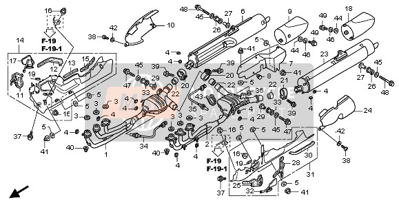 18250MCAD91, Pijp Compl., L. Uitl., Honda, 0