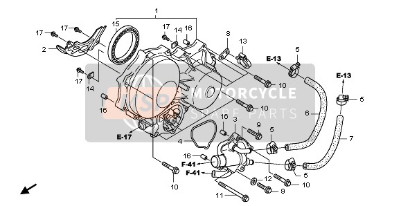 Honda NSA700A 2009 LINKES KURBELGEHÄUSE & ABDECKUNG WASSERPUMPE für ein 2009 Honda NSA700A