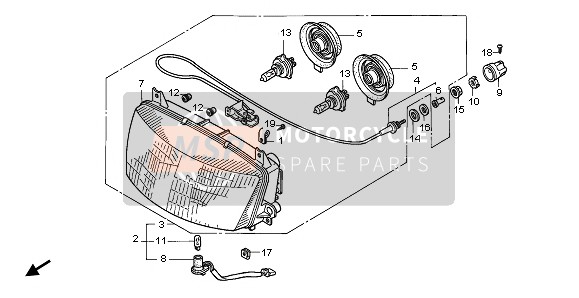 Honda ST1100A 1996 Koplamp (EU) voor een 1996 Honda ST1100A