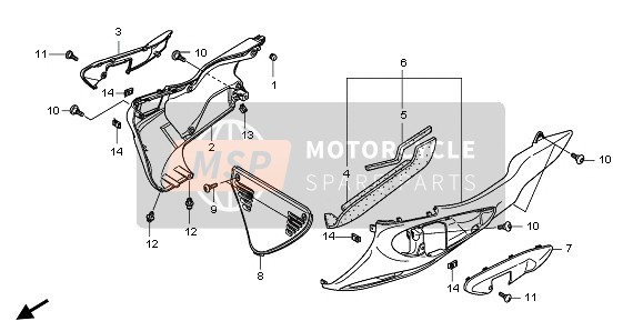 64801MEH000ZA, Cowl Set, R. Under *NHA66P* (NHA66PPEARL Sunbeam White), Honda, 0