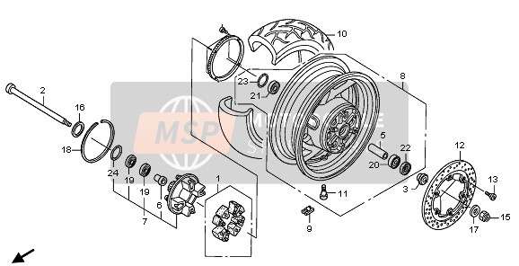 Honda ST1300 2009 Rueda trasera para un 2009 Honda ST1300