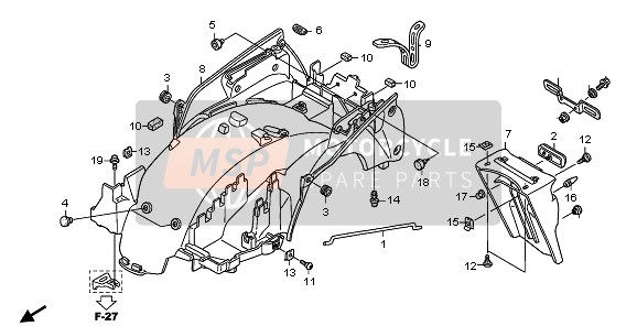 Honda ST1300 2009 Guardabarros trasero para un 2009 Honda ST1300