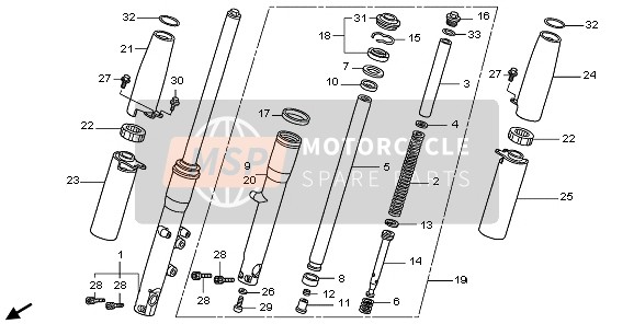 Honda VT750CA 2009 Forcella anteriore per un 2009 Honda VT750CA