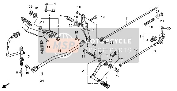 Honda VT750CA 2009 Pedale (Tranne KO) per un 2009 Honda VT750CA