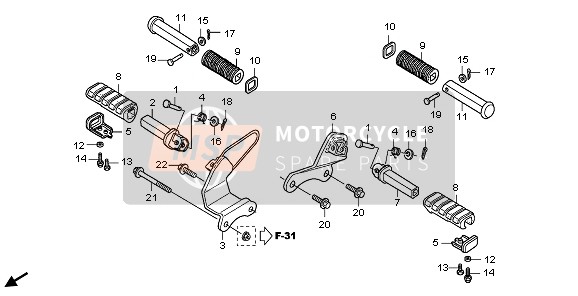 Honda VT750CA 2009 Step (Behalve Ko) voor een 2009 Honda VT750CA