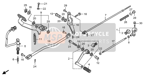 Honda VT750C 2009 Pedale (Tranne KO) per un 2009 Honda VT750C