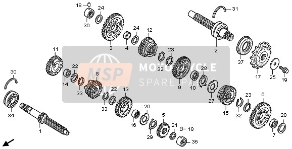 23421KCR000, Gear, Countershaft First (41T), Honda, 0