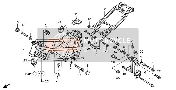 Honda VTR250 2009 FRAME BODY for a 2009 Honda VTR250