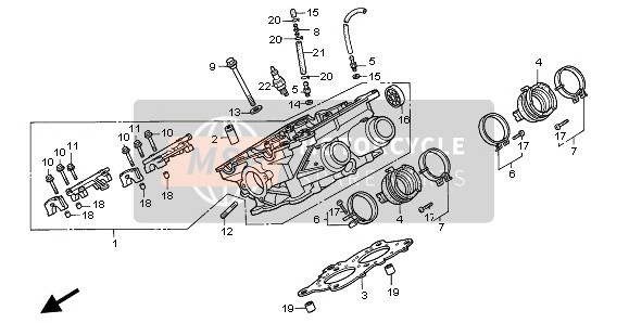 Honda ST1100 1996 RIGHT CYLINDER HEAD for a 1996 Honda ST1100