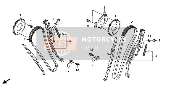 Honda XL700V 2009 CAM CHAIN & TENSIONER for a 2009 Honda XL700V