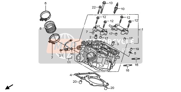 Honda XL1000V 2009 Culata trasera para un 2009 Honda XL1000V