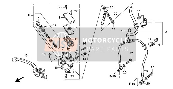 Honda CB600F 2010 FR. BRAKE MASTER CYLINDER for a 2010 Honda CB600F