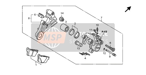 Honda CB600F 2010 Pinza freno posteriore per un 2010 Honda CB600F