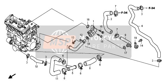 Honda CB1000RA 2010 Conduite d'eau pour un 2010 Honda CB1000RA