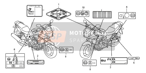 Honda CB1300SA 2010 Etichetta di attenzione per un 2010 Honda CB1300SA