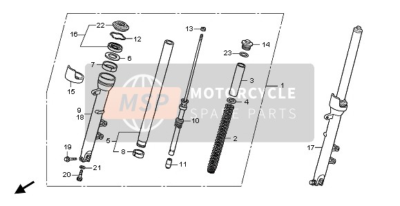 Honda CBF1000A 2010 Tenedor frontal para un 2010 Honda CBF1000A