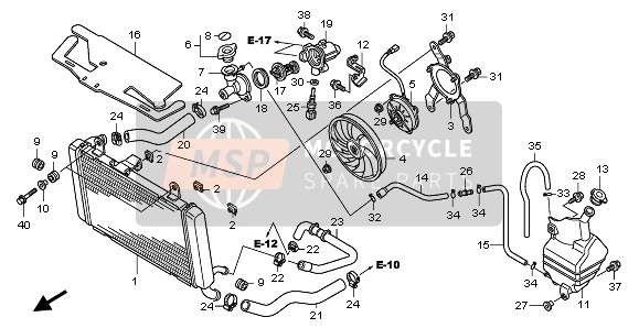 Honda CBF1000A 2010 Radiador para un 2010 Honda CBF1000A