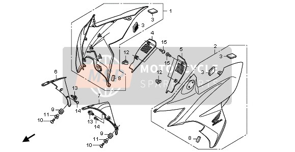 83515MERR60, Rubber, Zijdeksel, Honda, 2