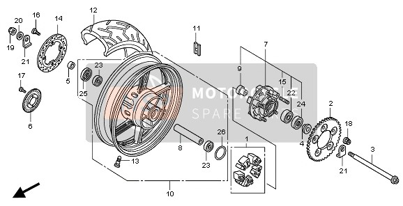 Honda CBF1000FSA 2010 Rueda trasera para un 2010 Honda CBF1000FSA