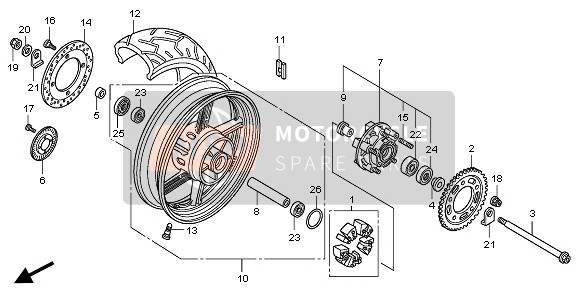 Honda CBF1000SA 2010 REAR WHEEL for a 2010 Honda CBF1000SA