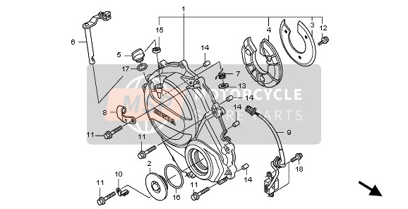 Honda CBF600NA 2010 RECHTE KURBELGEHÄUSEABDECKUNG für ein 2010 Honda CBF600NA