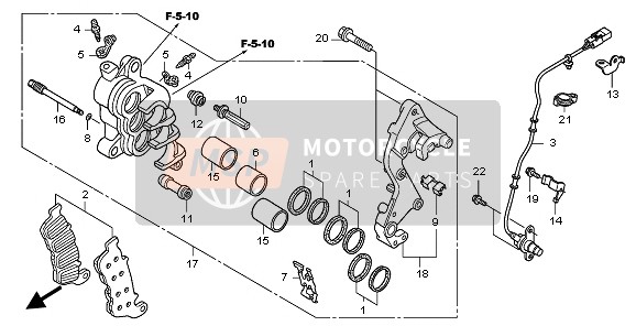 Honda CBF600NA 2010 FRONT BRAKE CALIPER (R.) for a 2010 Honda CBF600NA