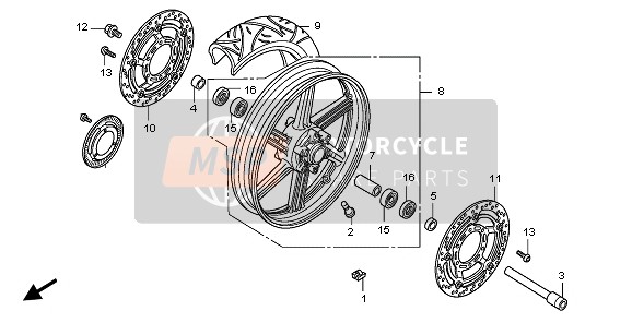 Honda CBF600S 2010 FRONT WHEEL for a 2010 Honda CBF600S