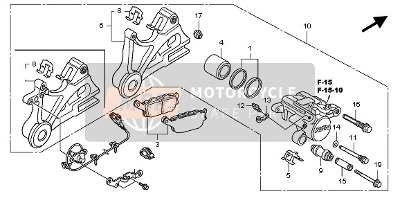 Honda CBF600S 2010 Pinza de freno trasero para un 2010 Honda CBF600S