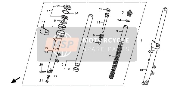 Honda CBF600SA 2010 Forcella anteriore per un 2010 Honda CBF600SA