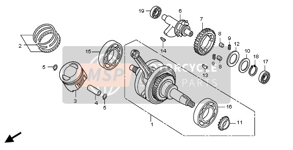 Honda CBR125RW 2010 Albero motore & Pistone per un 2010 Honda CBR125RW