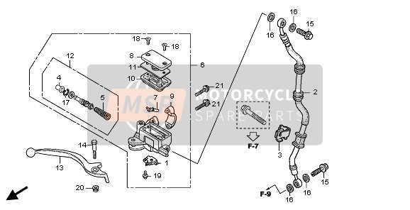 Honda CBR125RW 2010 Pompa freno anteriore per un 2010 Honda CBR125RW