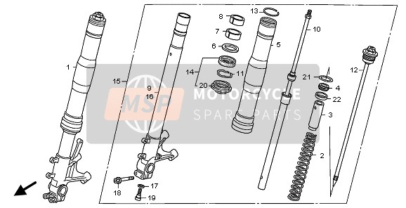 Honda CBR600RA 2010 Forcella anteriore per un 2010 Honda CBR600RA