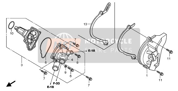 Honda CBR1000RR 2010 Waterpomp voor een 2010 Honda CBR1000RR