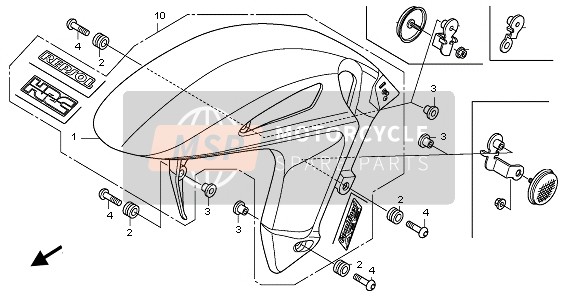 61104MFLD40ZA, Fender Set, Fr. (Wl) *R334* (R334 Victory Red), Honda, 0