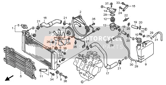 Honda VFR750F 1996 Radiator voor een 1996 Honda VFR750F