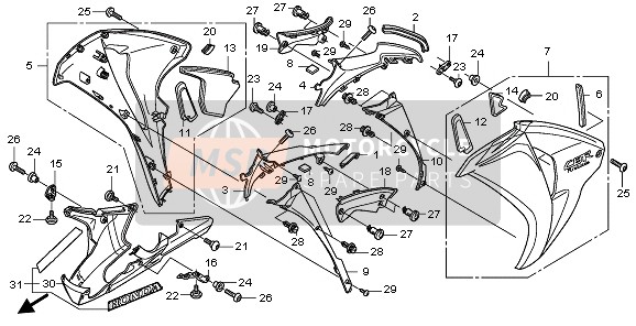 Honda CBR1000RR 2010 MIDDLE COWL for a 2010 Honda CBR1000RR