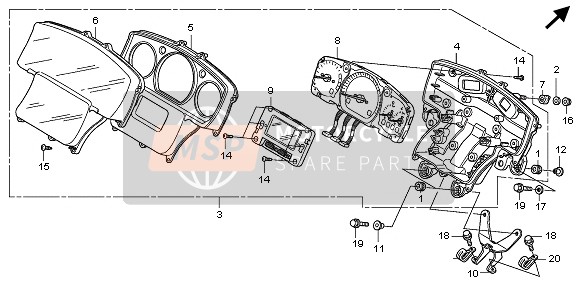 Honda GL1800 2010 Meter (KMH) voor een 2010 Honda GL1800