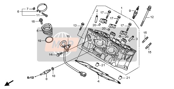 Honda VFR1200FDA 2010 Cabeza de cilindro (Posterior) para un 2010 Honda VFR1200FDA