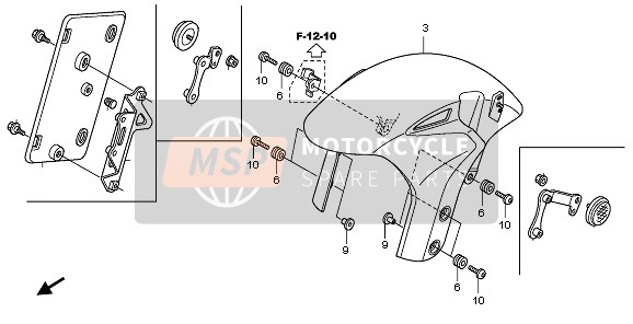 Honda VFR1200FDA 2010 Garde-boue avant pour un 2010 Honda VFR1200FDA