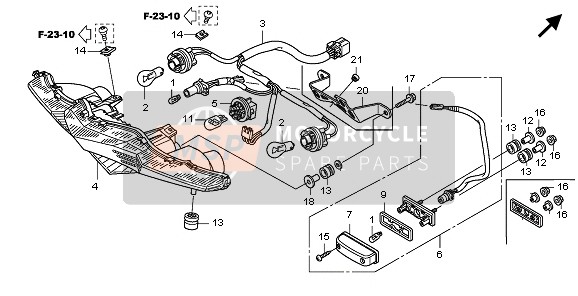 Honda VFR1200FDA 2010 Achterlicht voor een 2010 Honda VFR1200FDA